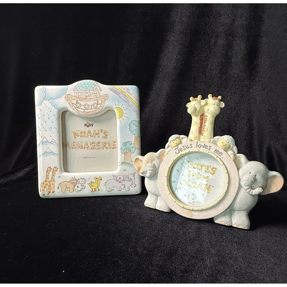 Baby Photo Noah’s Ark Russ Frames Set of 2 Jesus Love Picture Giraffe Amimals